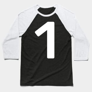 Simple White Number One Symbol #1 Baseball T-Shirt